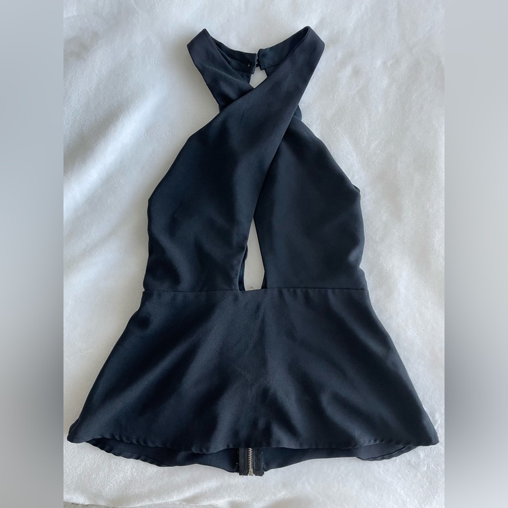 Forever 21 High Neck Top, Black, Size S